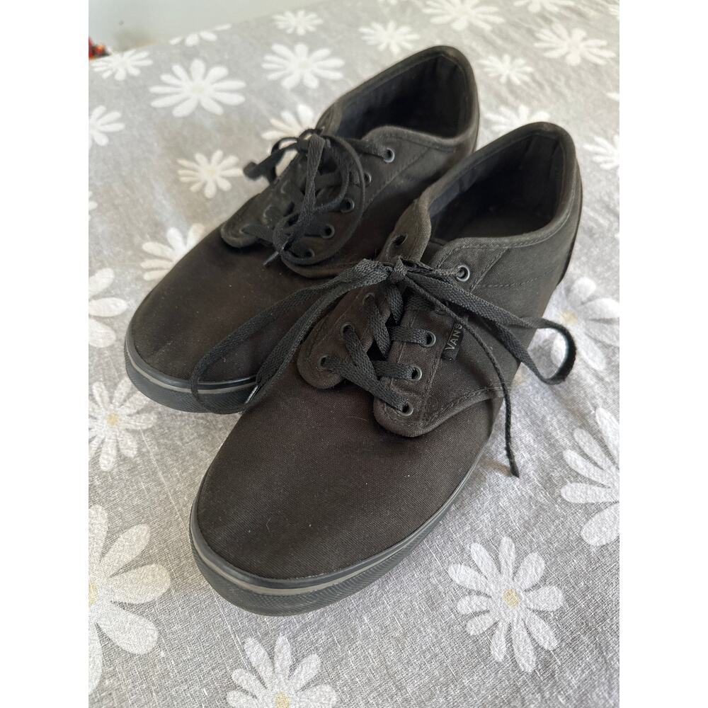Vans Off The Wall Original Black Canvas Sole Low Top Skate Shoes Women 9.5